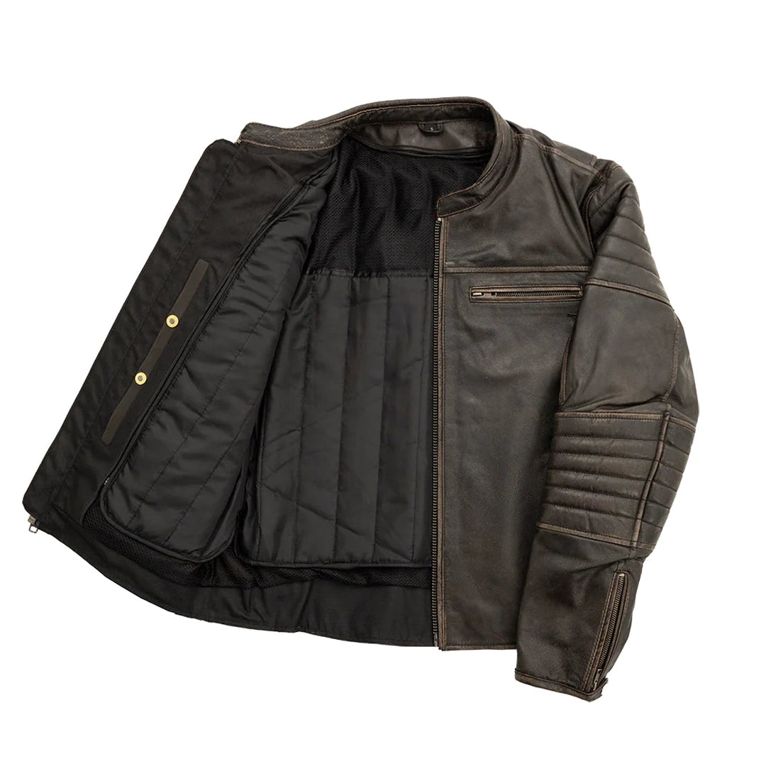 Distressed Brown Commuter Jacket for Men & Women - Stylish Vintage Biker Jacket for Urban Riding & Casual Outfits