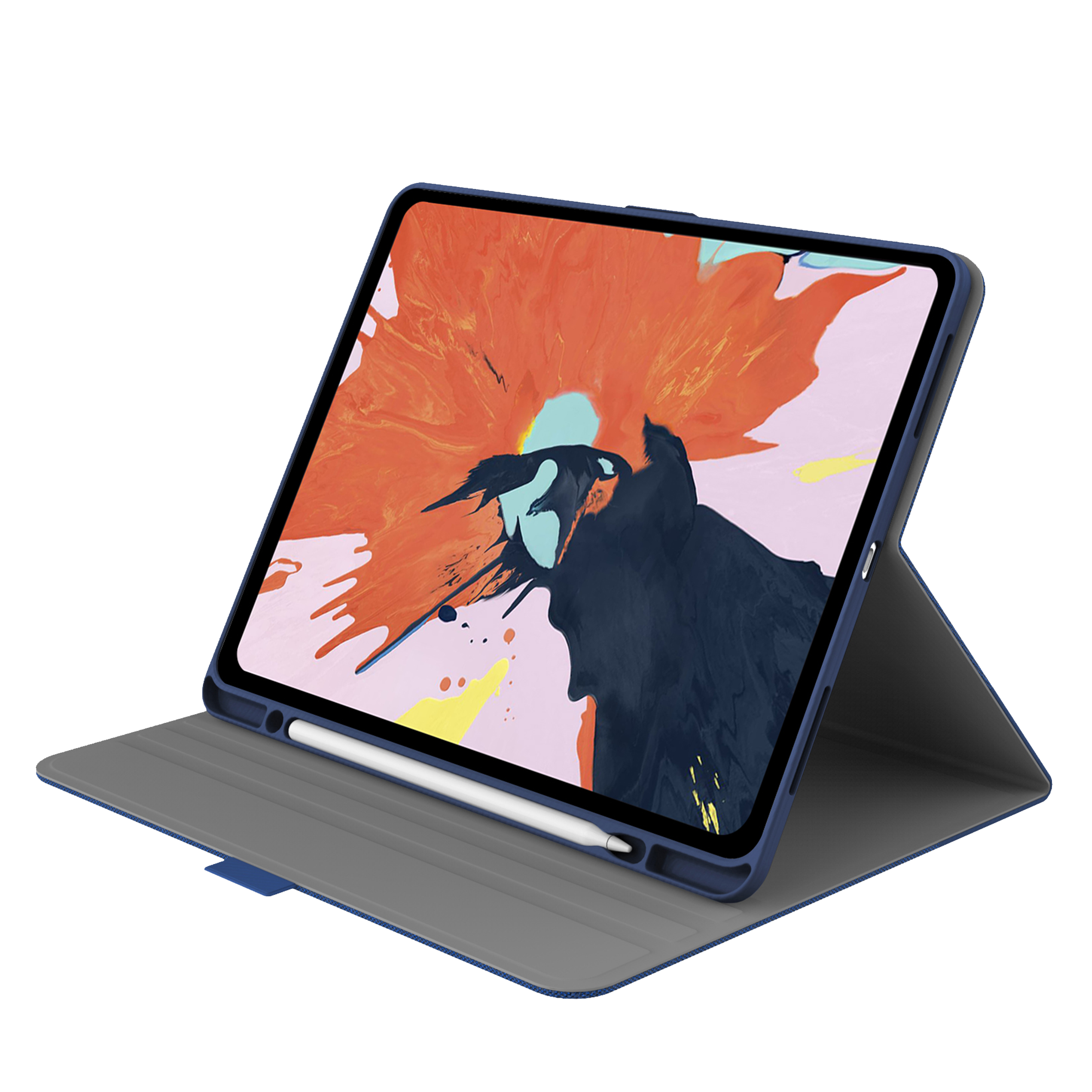 iPad Pro 12.9 (2018) Slim Protective Case with Apple Pencil Holder - Navy Blue | Perfect for Work, School & Travel | Shockproof & Lightweight Design