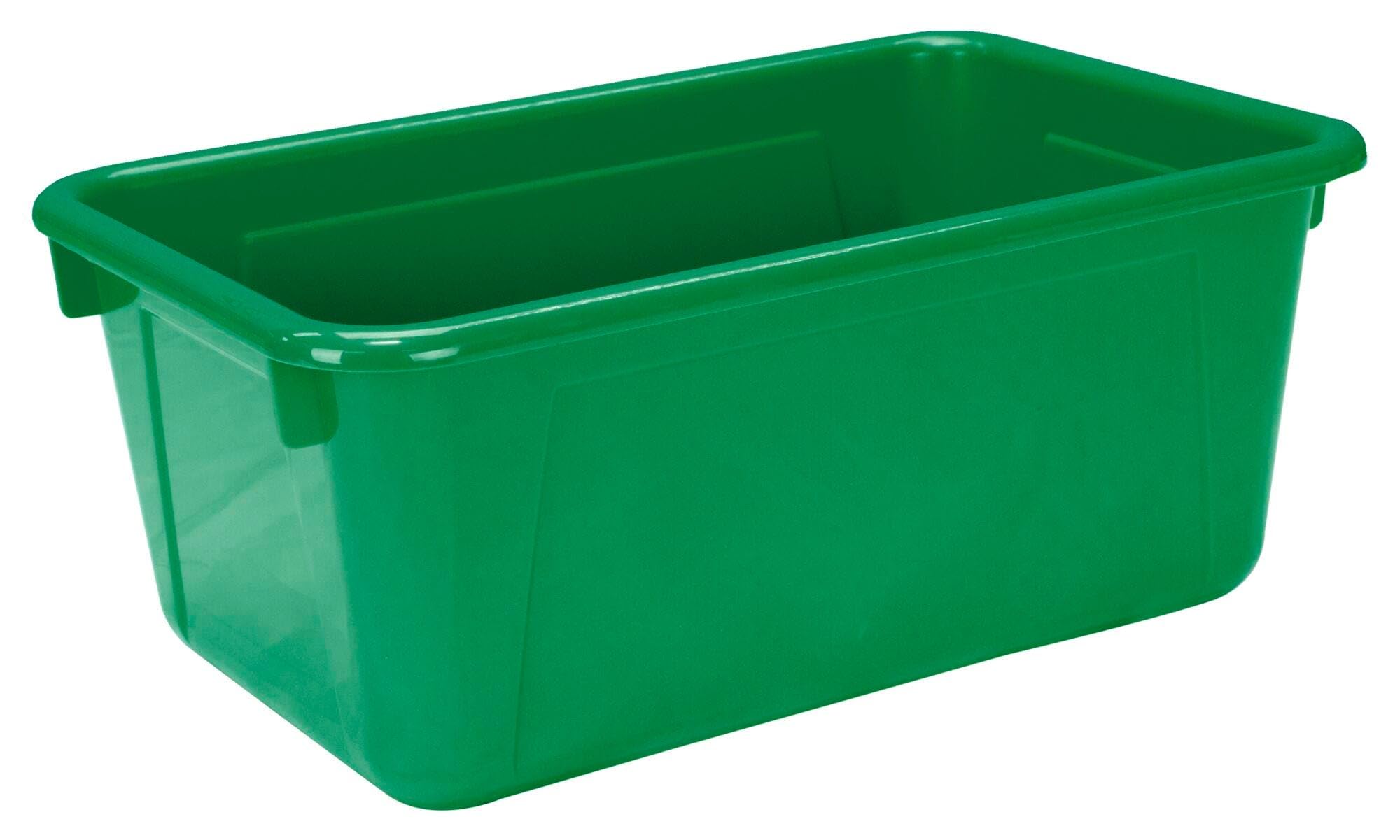School Smart Plastic Tote Tray - 12 x 8 x 5 Inches, Green - Classroom Organization, Art Supplies Storage, Craft Caddy for Teachers & Students