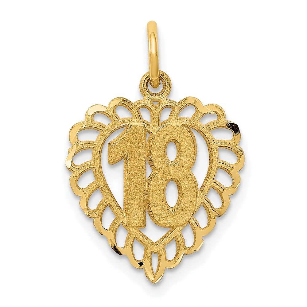 14K Yellow Gold 18 Heart Charm Pendant Necklace for Women - Elegant Fine Jewelry Gift for Valentine's Day, Anniversary & Special Occasions