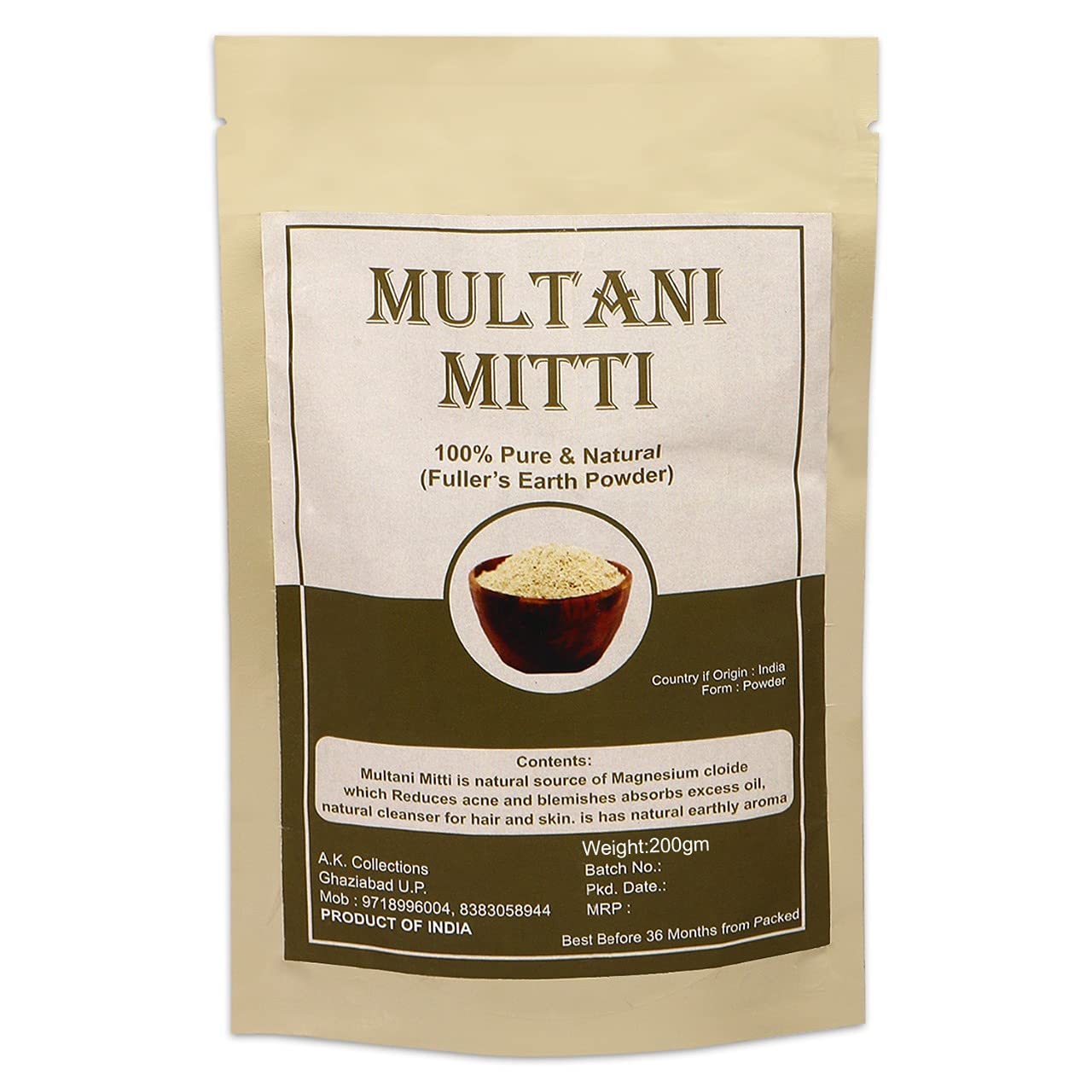 Pure & Original Multani Mitti Powder (200g) - Herbal Clay for Glowing Skin, Acne Treatment & Natural Face Mask | Perfect for DIY Beauty & Spa Days