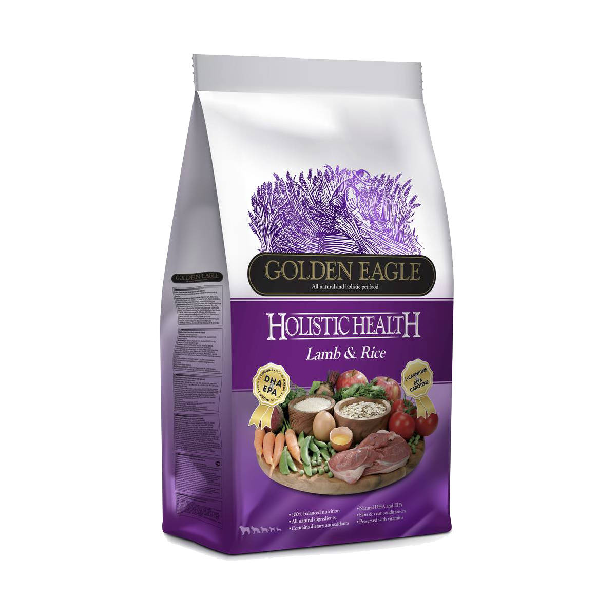 Premium Golden Eagle Holistic Health Lamb & Rice Dry Dog Food - Natural Nutrition for Adult Dogs (5lb & 15lb) - Ideal for Sensitive Stomachs & Daily Meals