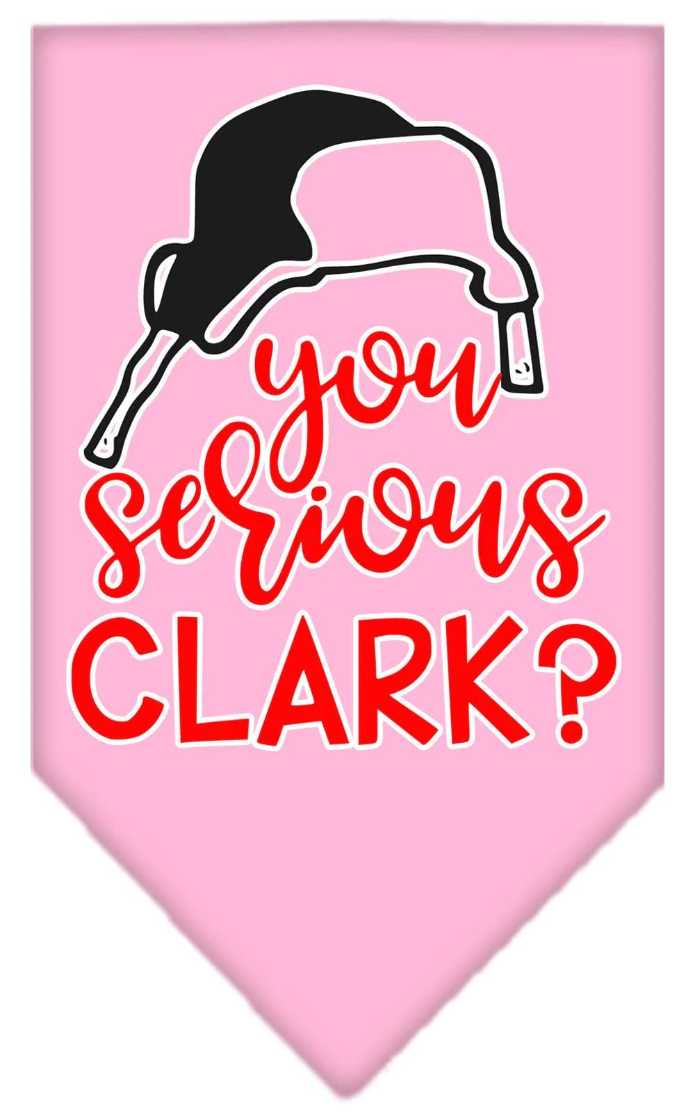 Christmas Pet Bandana for Dogs - 'You Serious Clark?' Screen Printed Light Pink Small - Perfect for Holiday Parties & Festive Pet Photos