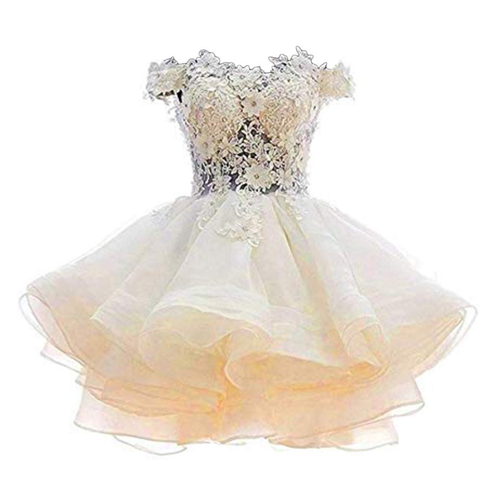 Ever-Beauty Juniors Off Shoulder Prom Dress 2020 | Short Lace Applique Homecoming Dress for Teens | Perfect for Prom, Homecoming & Special Occasions