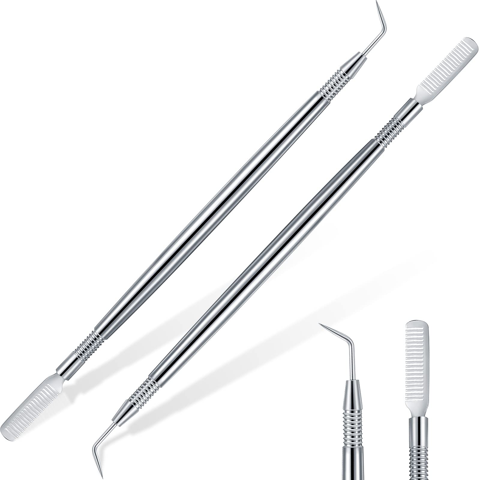 Chumia 2-Piece Stainless Steel Eyelash Lift Perm Kit - Lash Separator & Tint Tools for Professional Lash Lifting, Perming, Tinting & Curling (Silver) | Perfect for Salon Professionals & DIY Home Lash Care