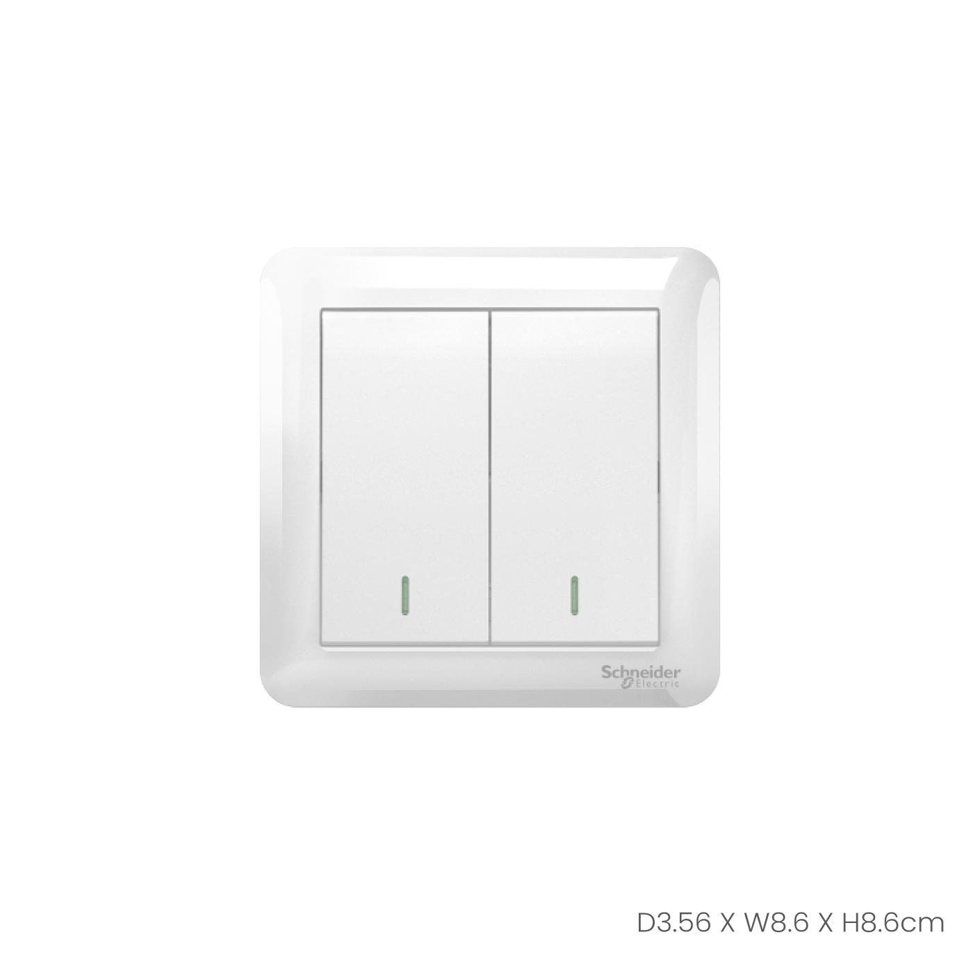 Schneider Electric 2-Gang 1-Way 10A Light Switch A3G32B1A (White) - Perfect for Home & Office Lighting Control