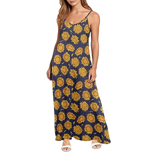 DDFS Women's Floral Maxi Dress - Plus Size Summer Casual Sundress, Boho Sleeveless Loose Beach Dress for Vacation, Party & Outdoor Activities
