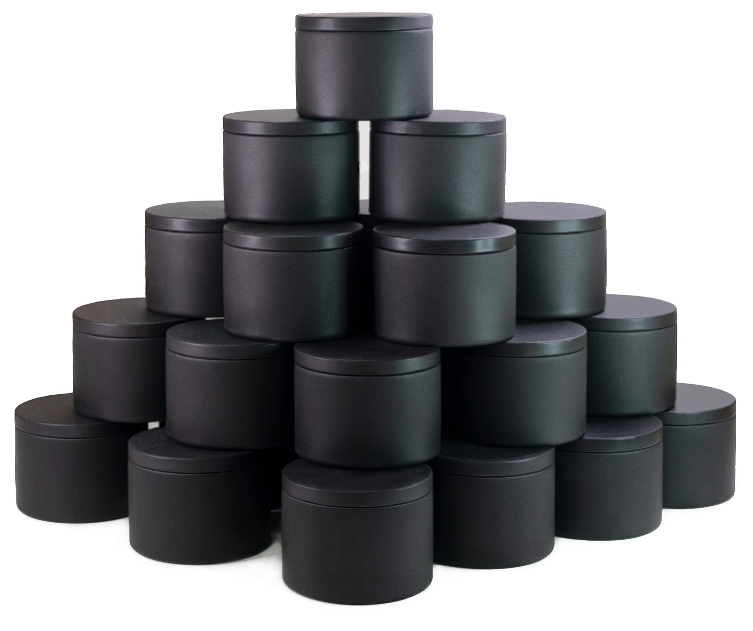 Premium All-Black Edamame Soy Wax Candle Tins - 24 Pack (8oz Each) for DIY Candle Making, Arts & Crafts, Home Storage - Perfect for Gifts, Weddings & Home Decor