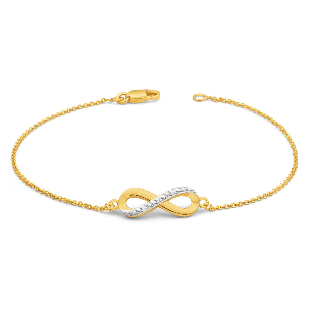 9ct Yellow Gold Diamond Bracelet for Women - Elegant & Dazzling Jewelry Gift for Anniversary, Wedding & Special Occasions