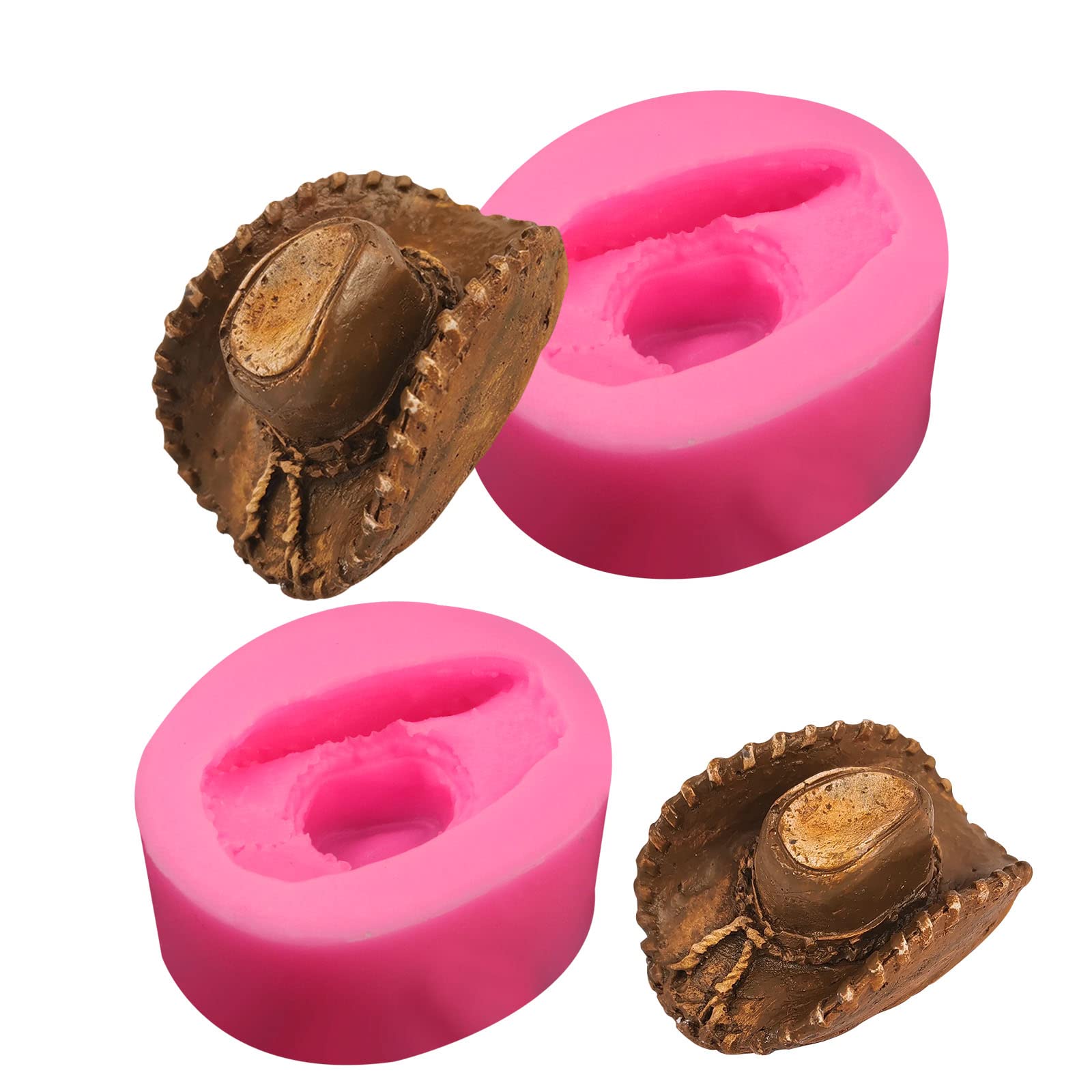 2-Piece Cowboy Hat Silicone Mold Set - Western Theme Baking Fondant Molds for Chocolate, Candy & Cake Decorating - Perfect for DIY Cupcakes, Birthday Parties & Western-Themed Desserts