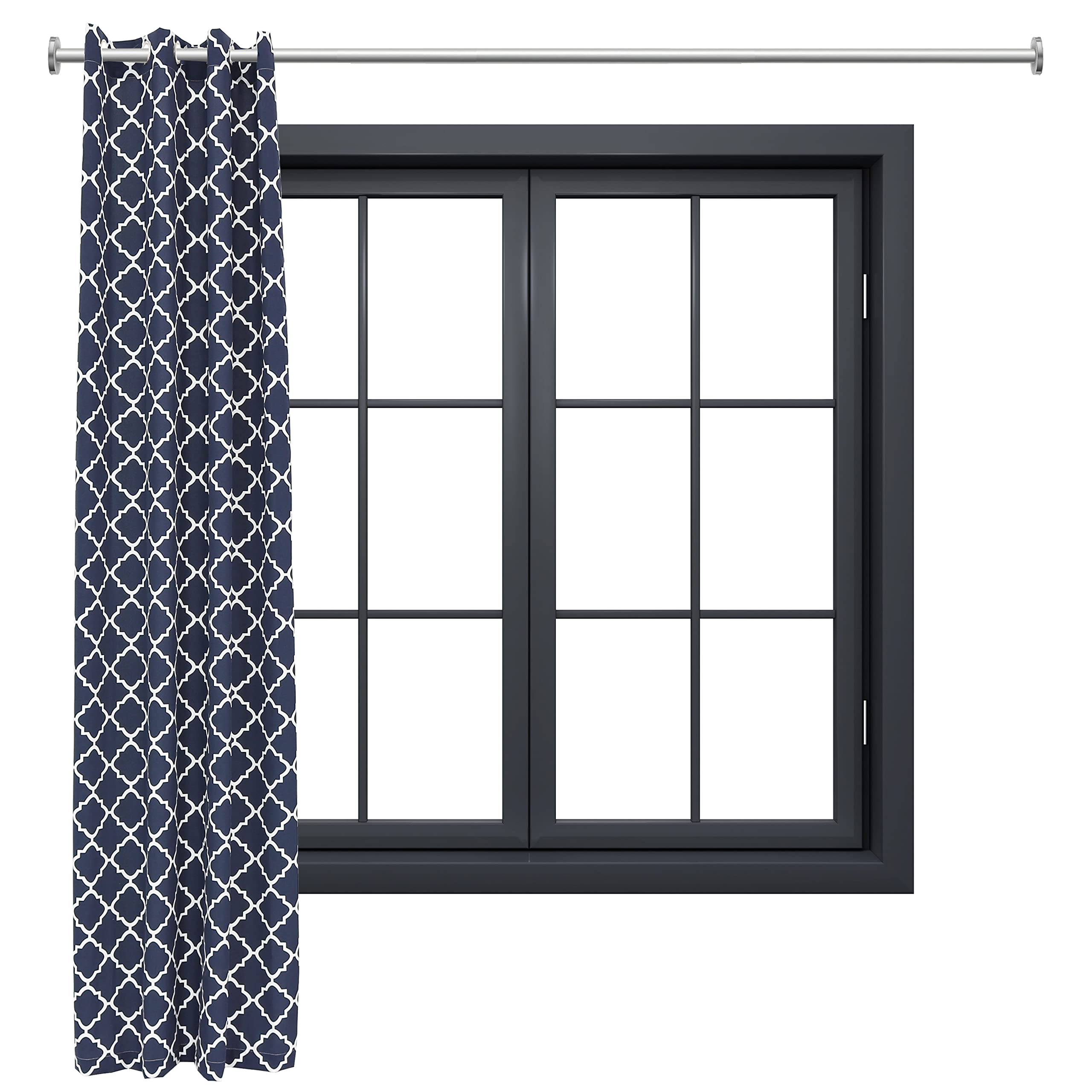 Sunnydaze Blue Quatrefoil Light Filtering Curtains 52x108 Inch - Water-Resistant Indoor Outdoor Drapes for Patio, Pergola, Gazebo, Living Room & Bedroom - Perfect for Sun Protection & Privacy