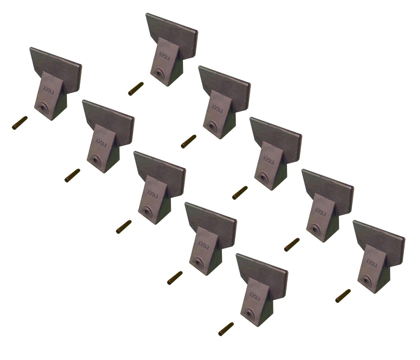 10-Pack Hensley Style Backhoe/Mini Excavator Bucket Flare Teeth with Pins - X156F - Heavy Duty Replacement Teeth for Digging, Trenching & Construction Work
