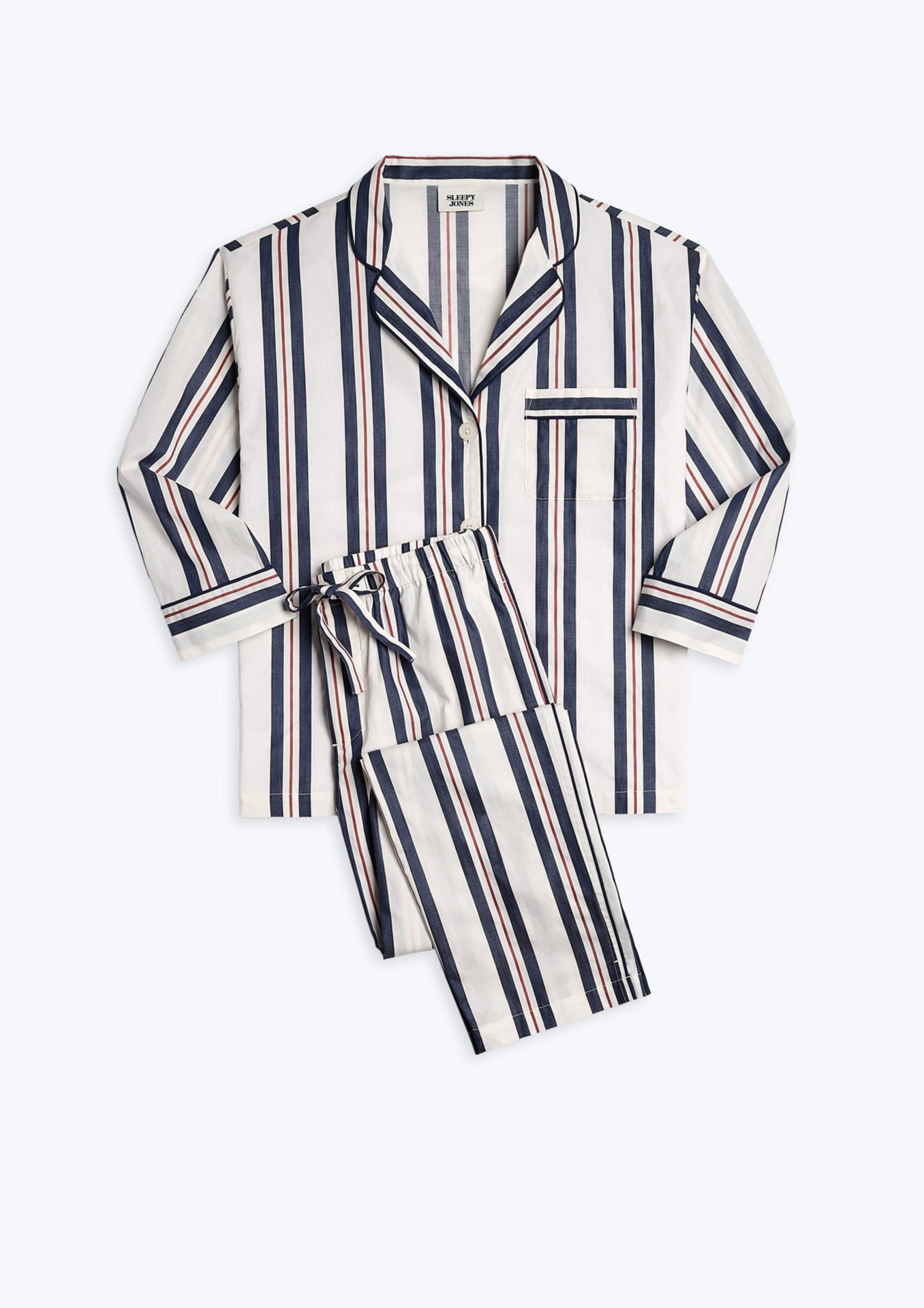 Nautical Regimental Stripe Marina Pajama Set - Soft Cotton Sleepwear for Women, Perfect for Lounging & Relaxing at Home