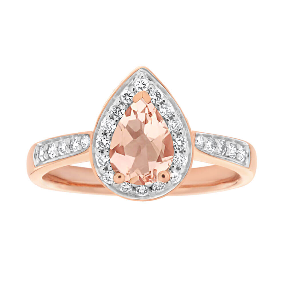 9ct Rose Gold 0.6ct Morganite and 0.20ct Diamond Engagement Ring - Elegant Wedding Band for Brides, Anniversary Gift for Her, Perfect for Proposals & Special Occasions