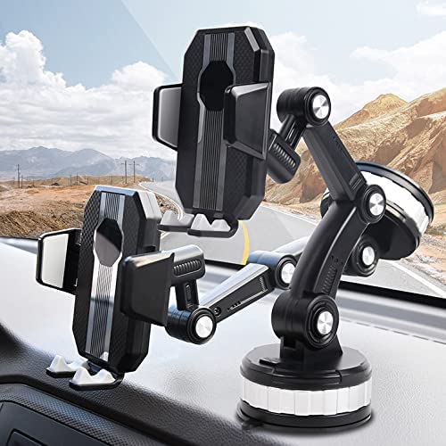 Universal Car Phone Holder with Strong Suction Cup - Dashboard, Windshield & Window Mount - Compatible with iPhone, Samsung & Most Smartphones - Perfect for GPS Navigation & Hands-Free Driving