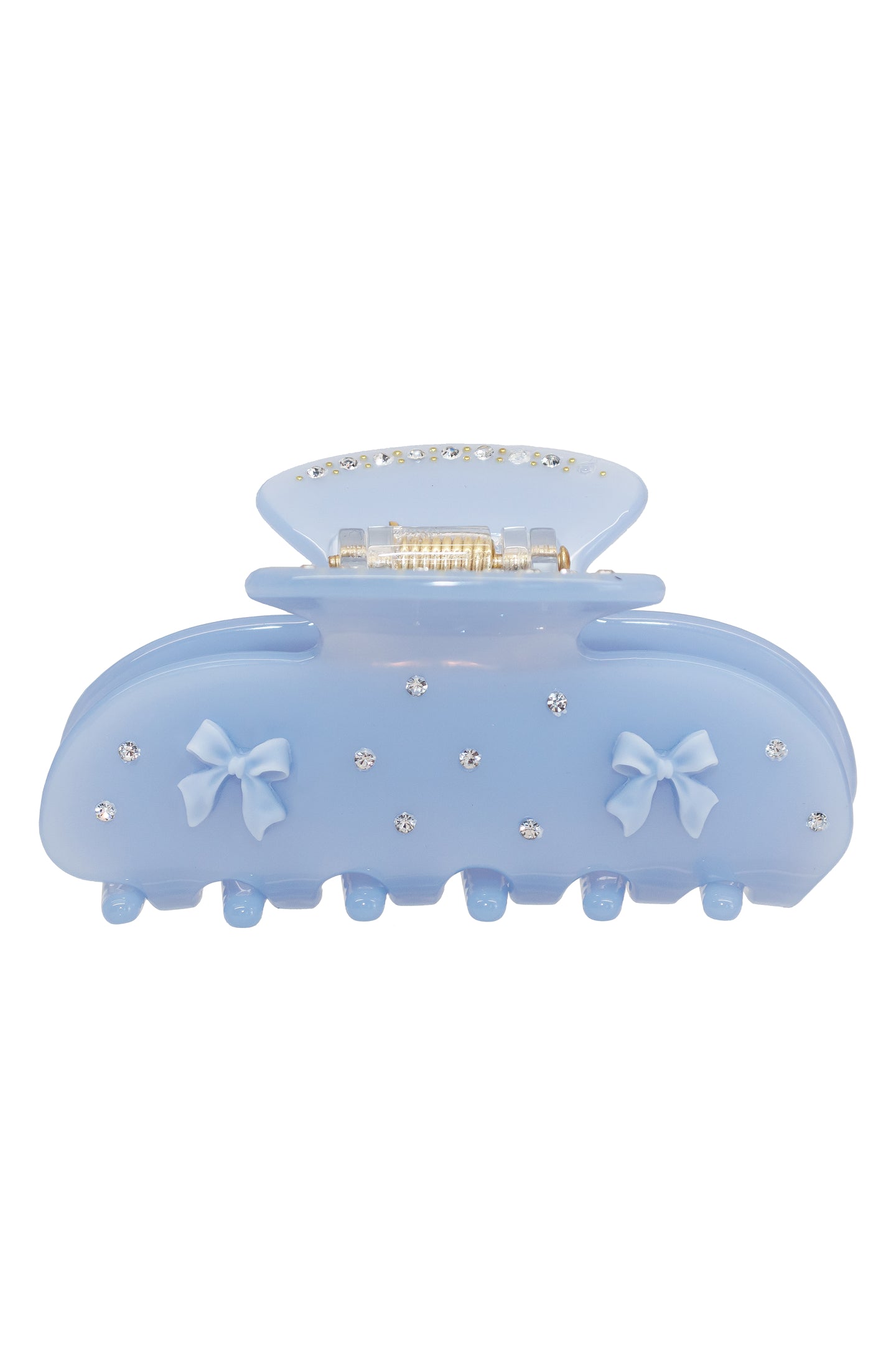 Emijay Blue Ribbon Claw Clip - Strong Hold Hair Claw for Women, Non-Slip Hair Clips for Thick Hair, Fashion Hair Accessories for Ponytail, Bun & Updo Hairstyles - Perfect for Work, Gym & Everyday Use