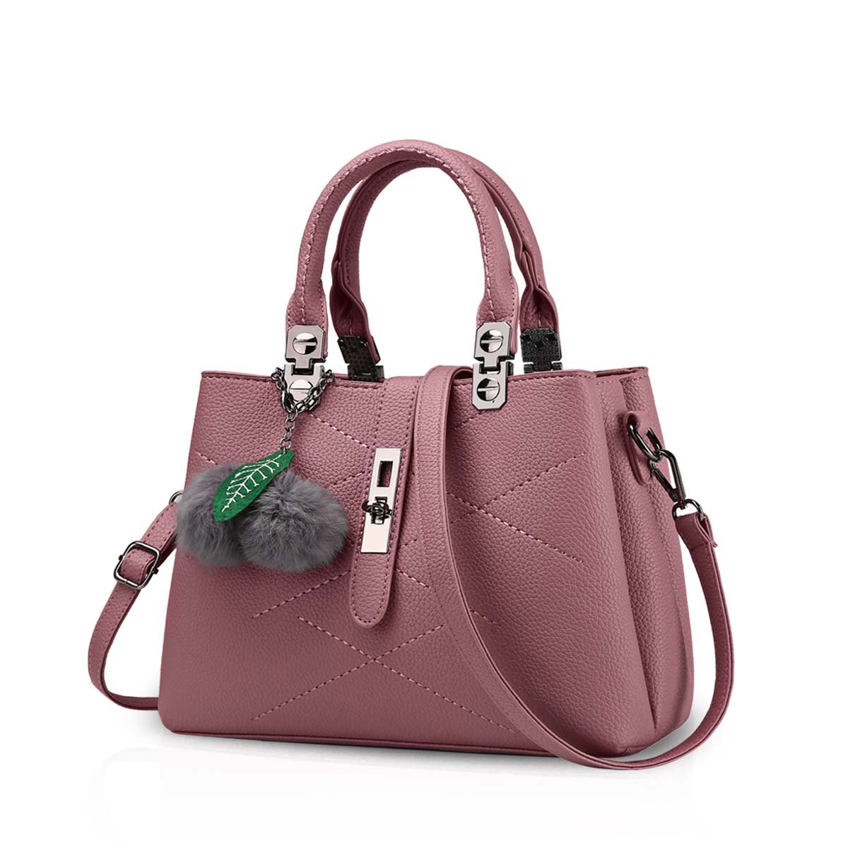 2023 NICOLE & DORIS Women's Fashion Handbags - Designer Top Handle Shoulder Bag with Pompom | Stylish Purse for Work, Party & Daily Use