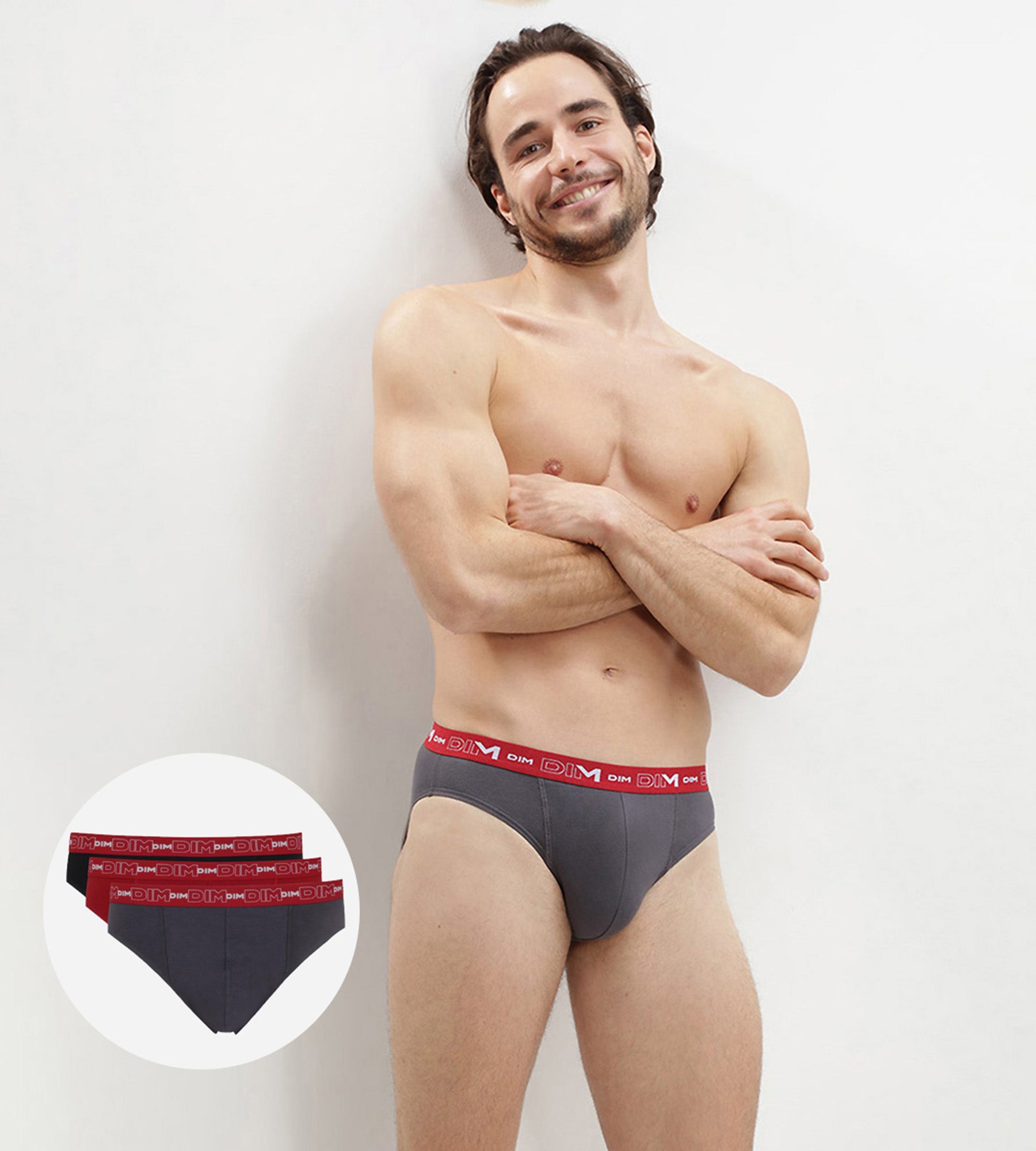 3 Pack Stretch Cotton Underwear for Men - Gray, Chili Red & Black - Soft, Breathable & Comfortable for Daily Wear, Workout & Travel
