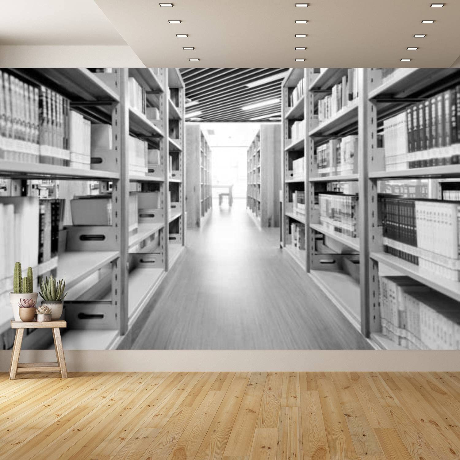 Removable Peel and Stick Wallpaper - Self Adhesive Bookshelf Design in Black & White - Perfect for Bedroom, Kitchen, Bathroom & Home Decor - Easy DIY Wallpaper for Living Room, Nursery & Office Spaces