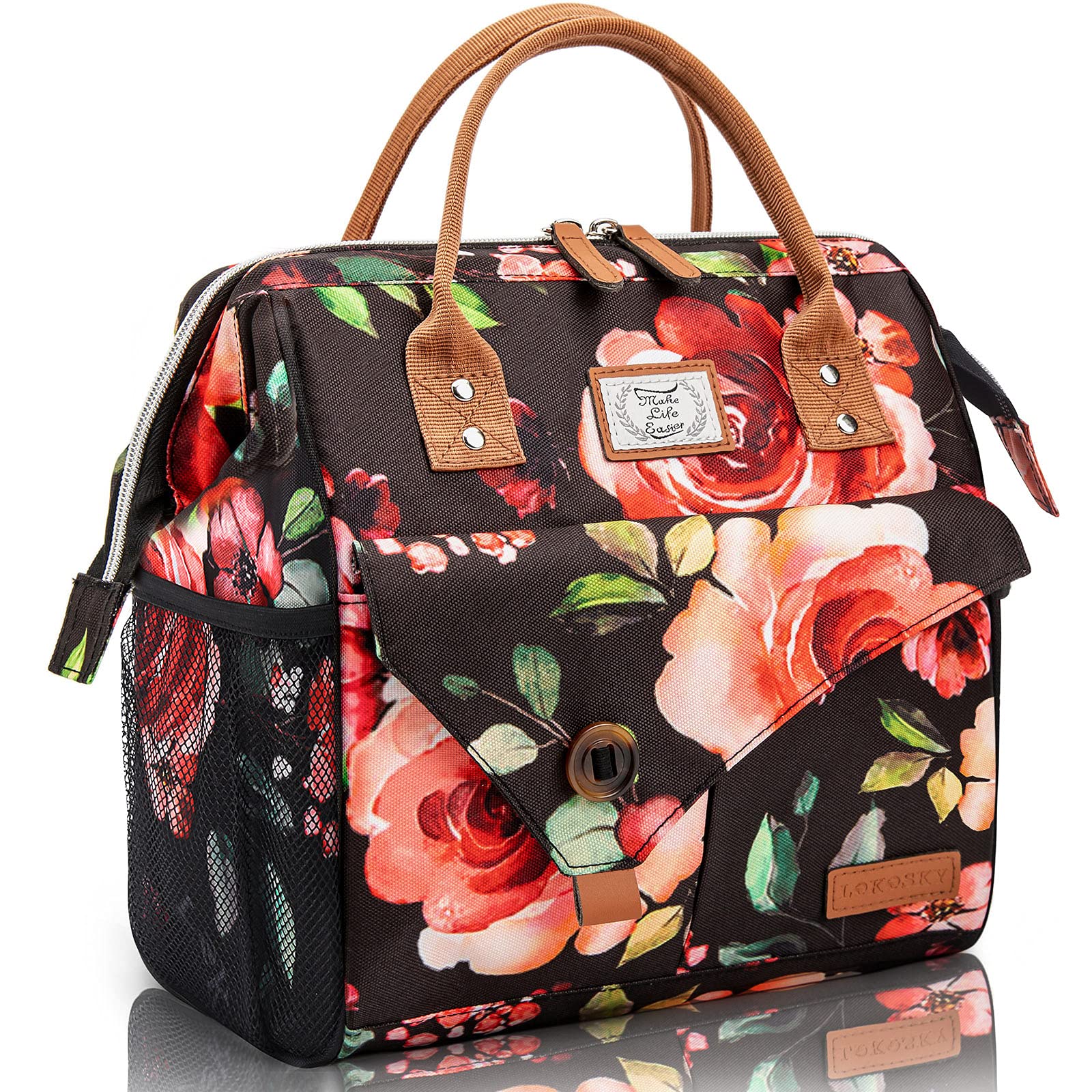 Insulated Lunch Bag for Women - Floral Design Tote Lunch Box for Work, School & Picnics | Leakproof Cooler Bag for Adults, Perfect for Office, Travel & Outdoor Activities