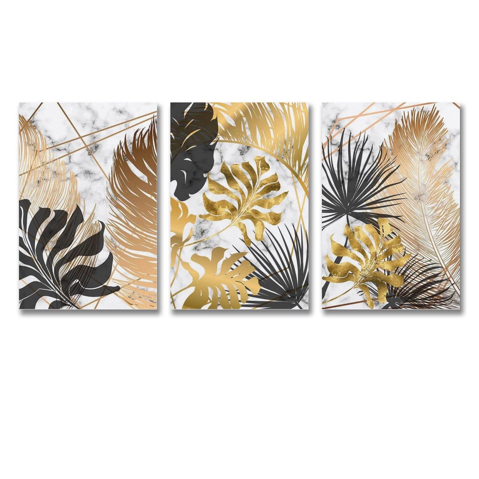 Gold Leaf Canvas Painting - Nordic Botanical Wall Art Poster for Modern Home & Office Decor | Perfect for Living Room, Bedroom, or Workspace Aesthetic