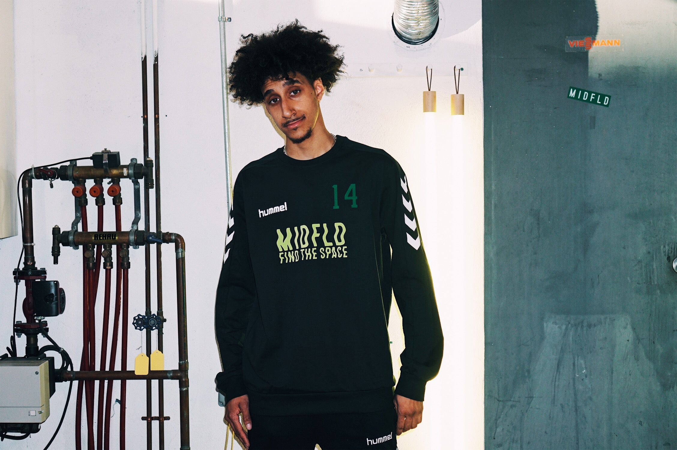 MIDFLD x Hummel Attack in Waves Crewneck Training Top - Men's Athletic Performance Shirt for Gym, Running & Casual Wear