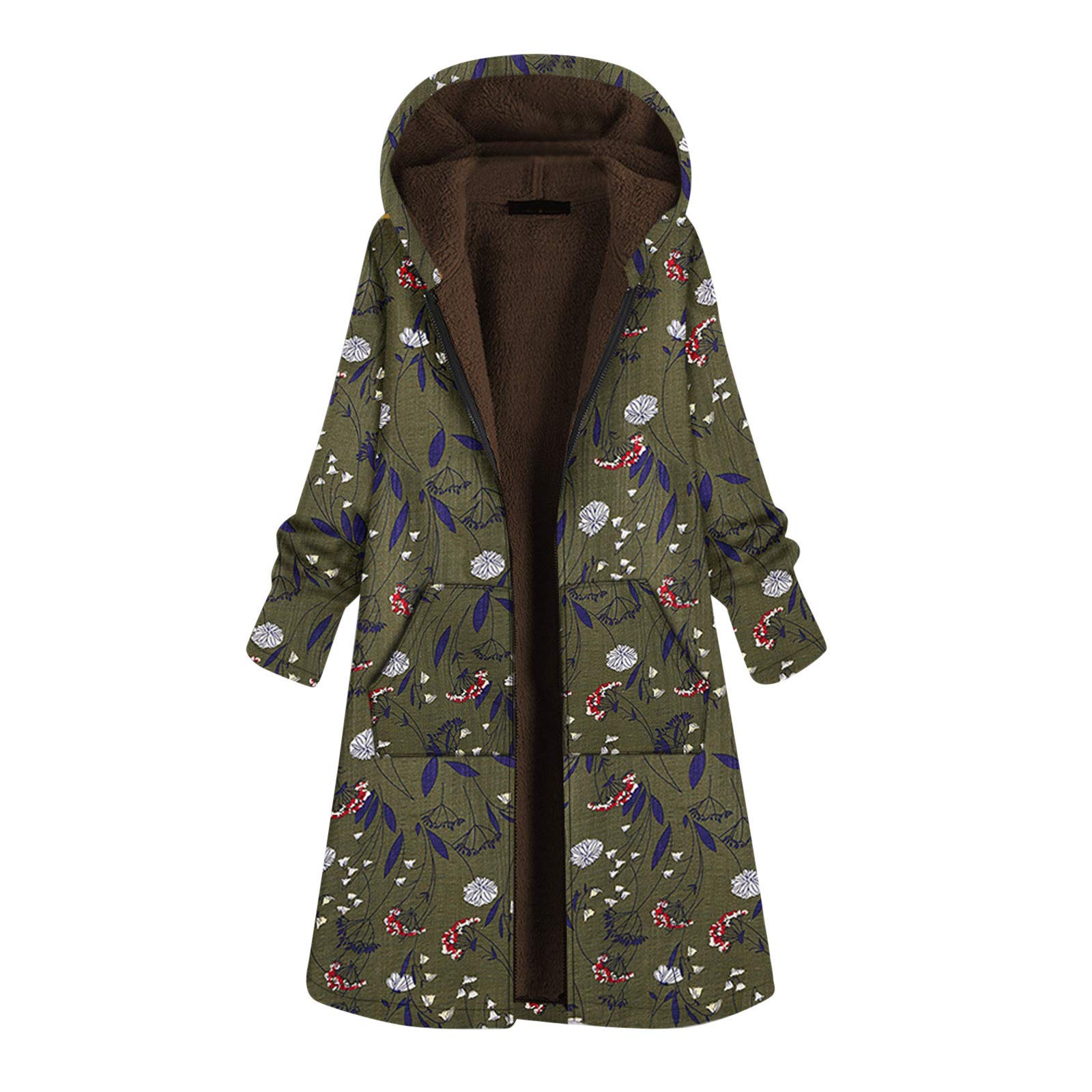 Vintage Women's Hooded Quilted Fleece Jacket - Soft Cotton-Padded Long Velvet Coat with Zip Closure | Warm Winter Outerwear for Casual Wear, Outdoor Activities & Street Style Fashion