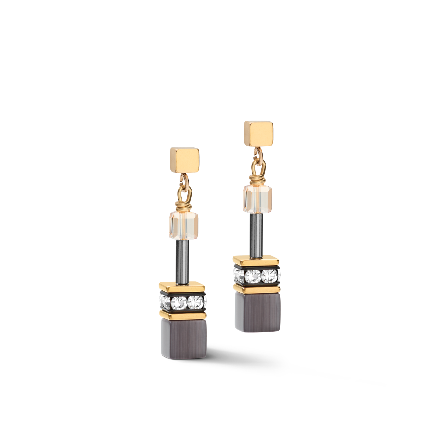 GEOCUBE® Grey Gold Earrings - Stylish Geometric Jewelry for Women, Perfect for Parties, Weddings & Everyday Wear