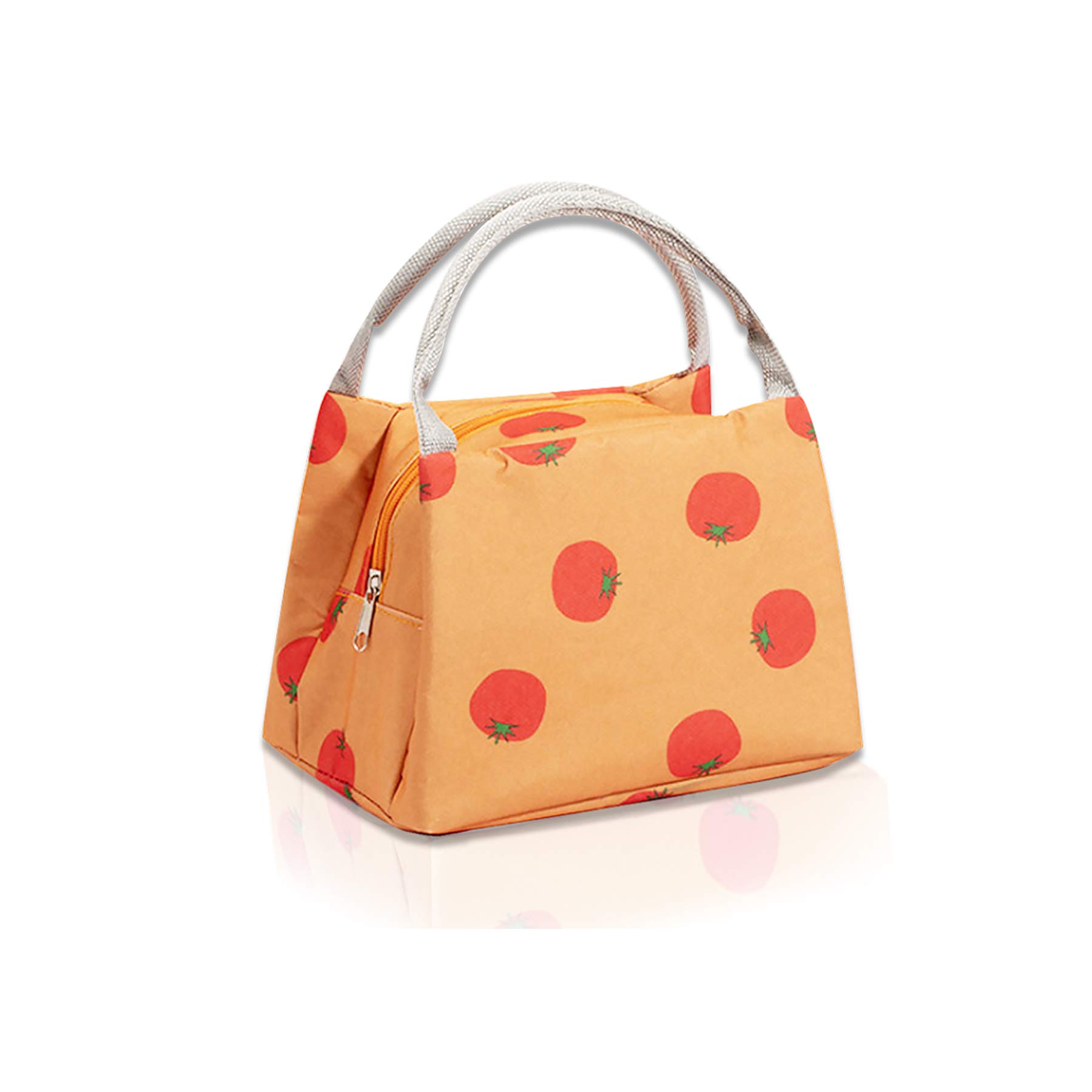 Insulated Lunch Bag for Women & Men - Durable Waterproof Reusable Lunch Box with Soft Liner, Modern Fruit Pattern Design for School, Office & Picnic (Tomato Red)