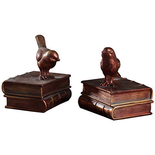 Creative Bird Bookends for Books - Decorative Book Holder for Kids, Students, Home, Office & Library - Perfect Study & Desk Organizer - Ideal Gift for Book Lovers - Brown