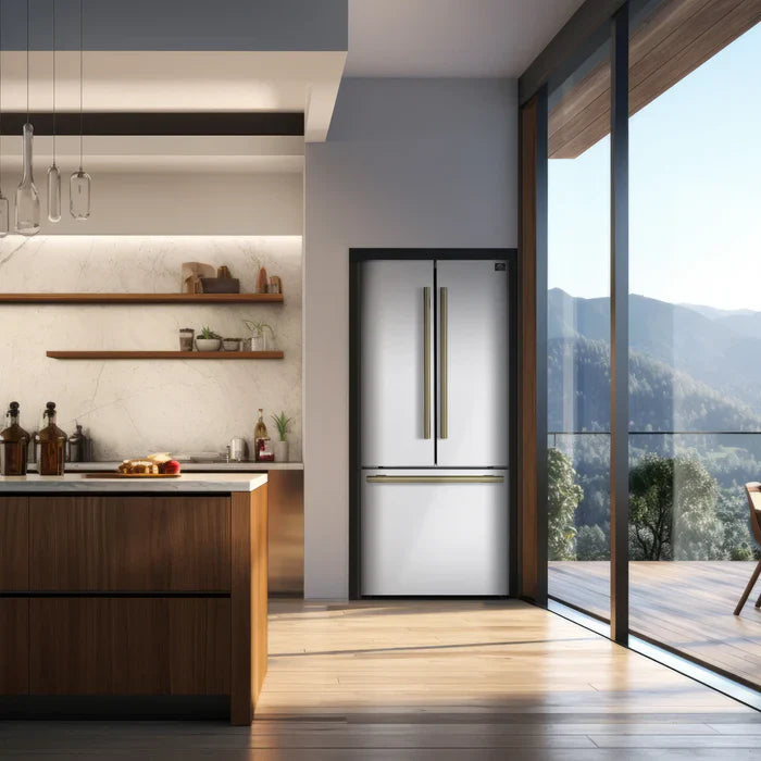Forno Espresso Gallipoli 30 Inch 17.5 cu. ft. French Door Refrigerator with Ice Maker - Stainless Steel FFFFD1974 - Perfect for Modern Kitchens & Entertaining
