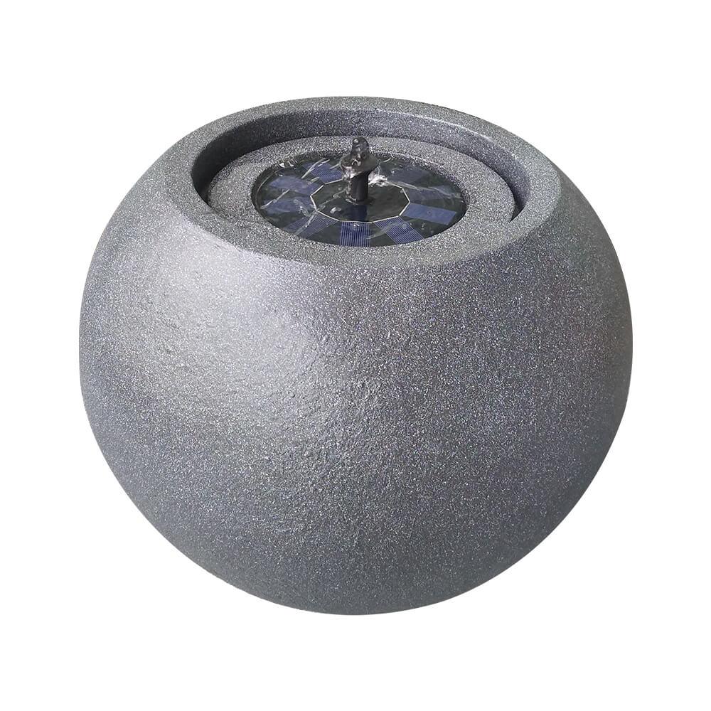 Dark Grey Round Stone Solar Water Fountain - Outdoor Garden Decor, Patio & Yard Landscape Feature - Perfect for Relaxation & Meditation Spaces