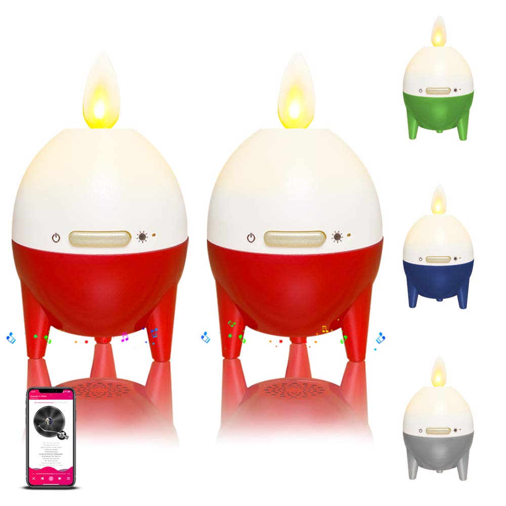 Wireless Bluetooth LED Candle Speaker - Portable Bedside Lamp with Warm Flickering Lights, HD Audio for iPhone iPad Android - Perfect for Bedroom, Outdoor, Party & Relaxation (2 Pack)