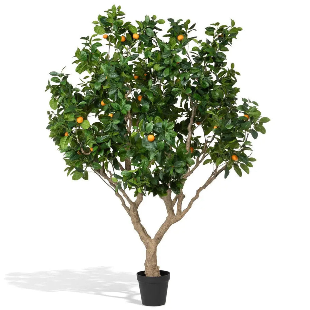 Artificial Orange Tree with Weighted Black Pot - Realistic Fake Plant for Home Decor, Office, Living Room & Indoor Spaces