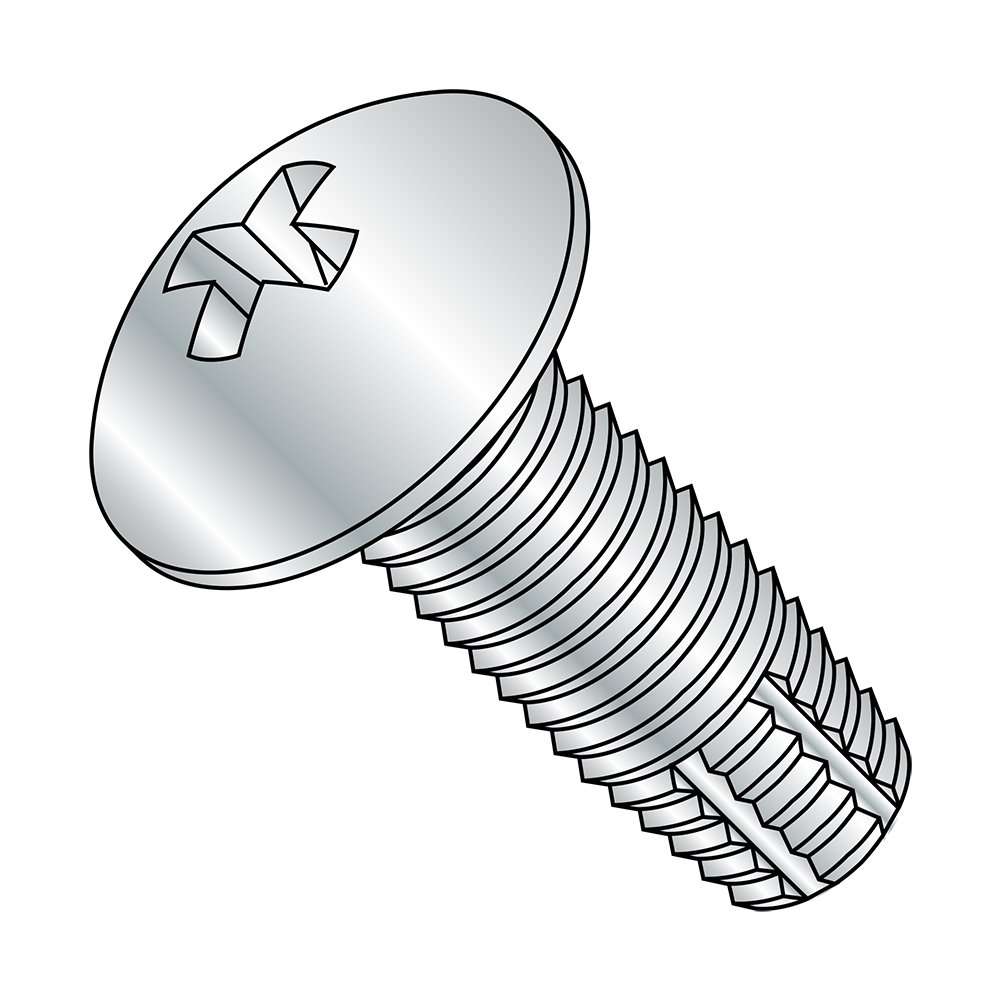 Small Parts 1106FPT #10-32 Steel Thread Cutting Screw, Zinc Plated Truss Head, Phillips Drive Type F, 3/8