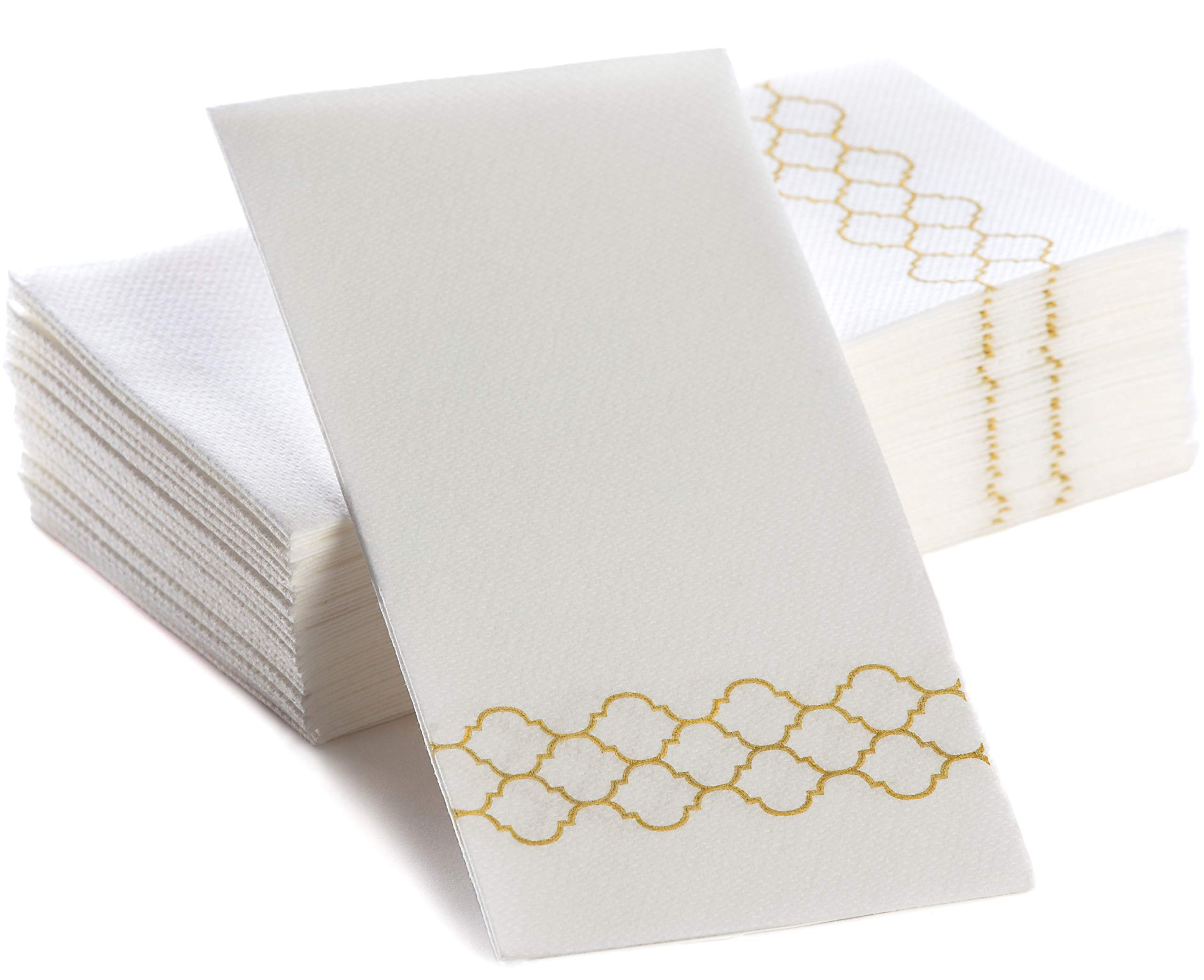 Soft & Absorbent Linen Feel Disposable Dinner Napkins - Decorative Paper Hand Towels for Kitchen, Bathroom, Parties, Weddings & Events (Gold Diamond) | Perfect for Elegant Dining, Hosting & Special Occasions