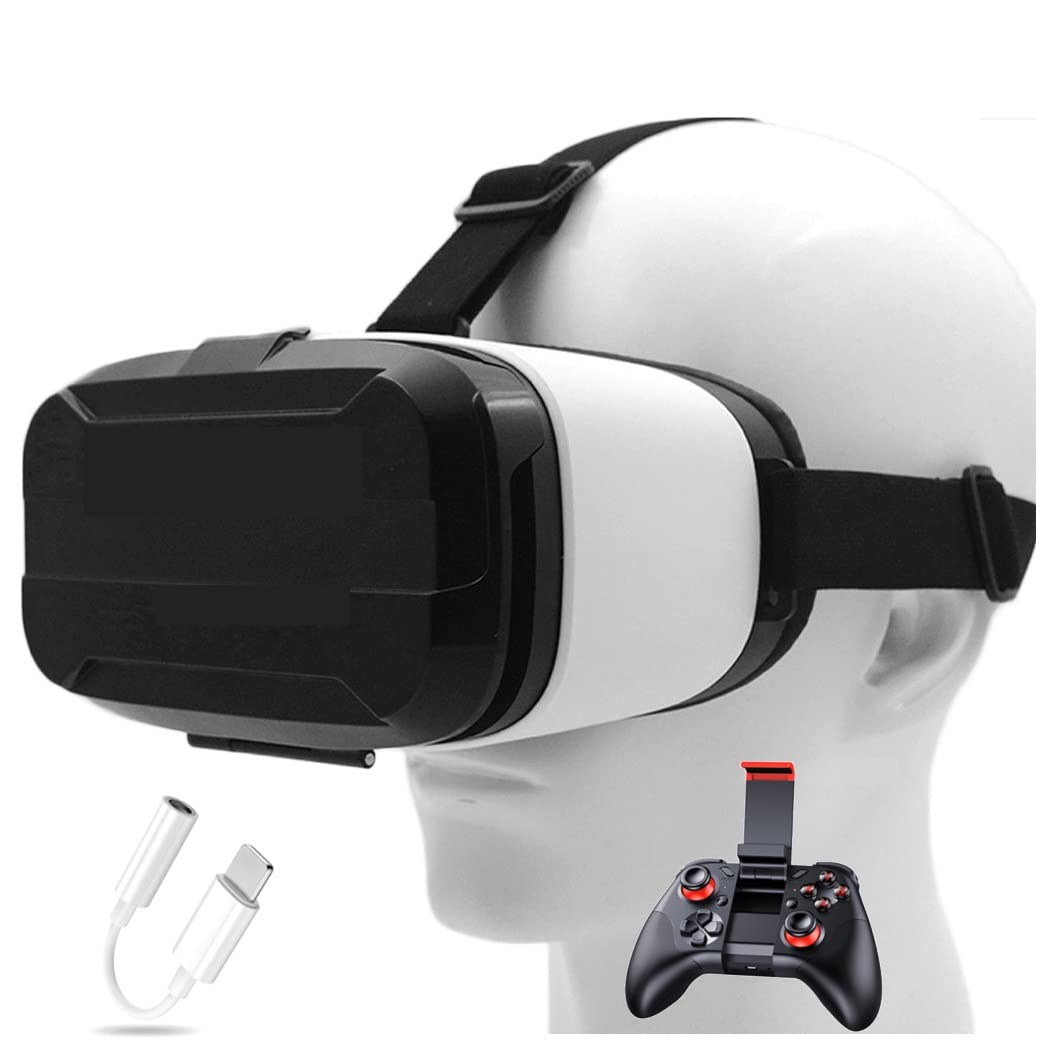 3D VR Headset with Bluetooth Controller - Compatible with iPhone 13 Pro Max/13 Pro/13/12/11, Samsung Galaxy S21, Huawei & Xiaomi Series - Immersive Virtual Reality Gaming & Movie Experience (Color: Black, Size: Universal) - Perfect for Home Entertainment, VR Gaming & 360° Video Watching