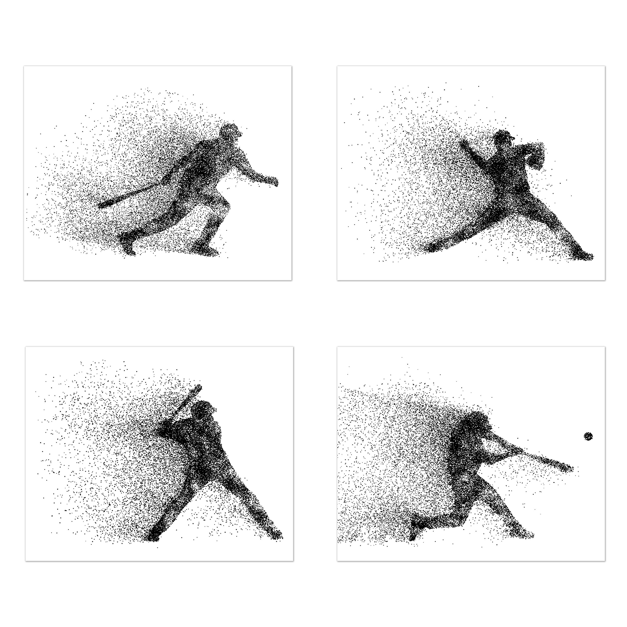 Summit Designs Baseball Wall Art Prints - Set of 4 (8x10) Unframed Baseball Posters for Men, Kids & Teens - Perfect for Bedroom, Man Cave & Boys Room Decor - Sports Themed Home Decor for Baseball Fans & Gift Ideas