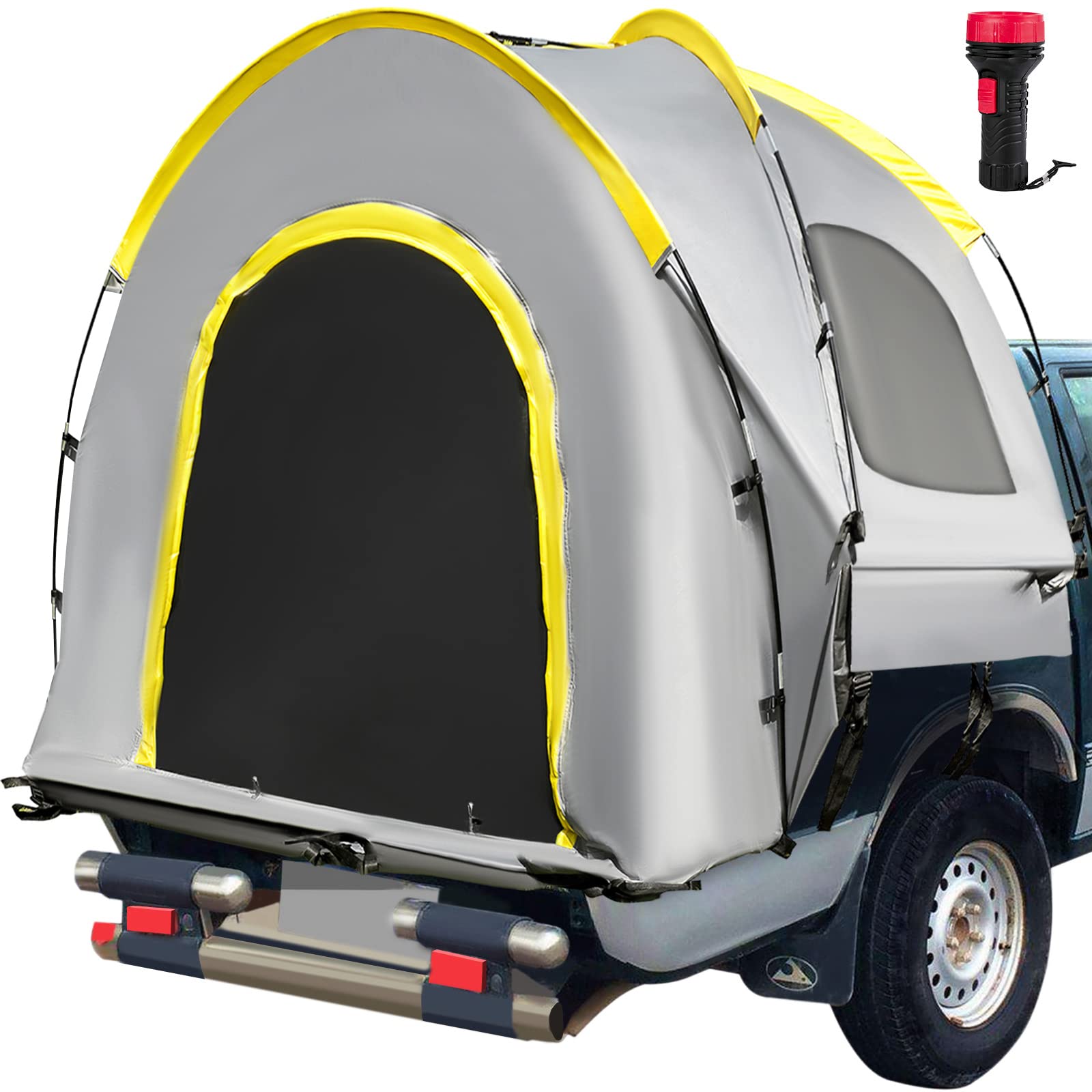VEVOR 8-8.5 ft Waterproof Truck Tent for Full Size Pickup - 2 Person Camping Tent with 2 Mesh Windows - Easy Setup for Outdoor Adventures, Road Trips & Overlanding | Perfect for Camping, Hiking, Fishing & Tailgating