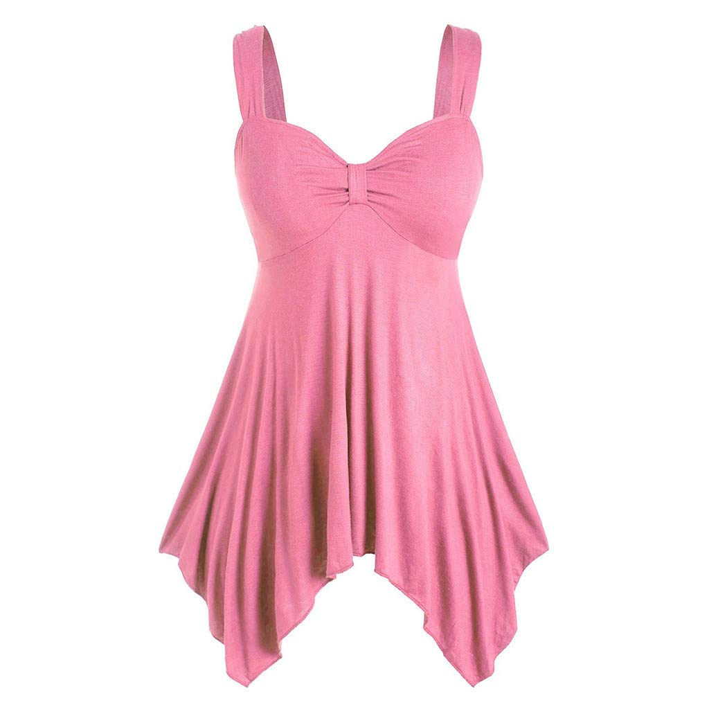 LEKODE Women's Solid Sling Tank Top Fashion Irregular Blouse for Casual Outings Summer Beach Vacation
