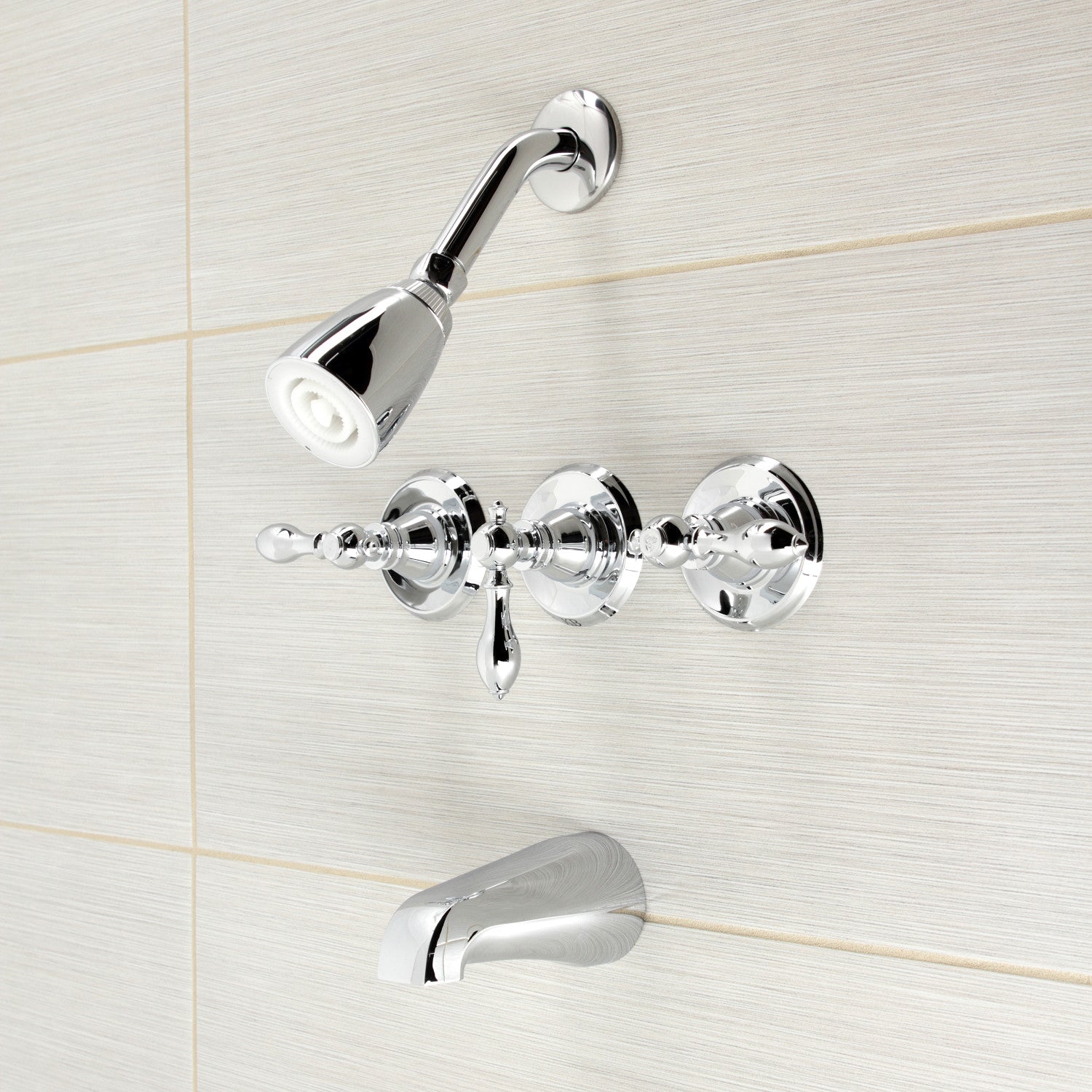 American Classic KB231ACL Triple Handle Tub and Shower Faucet in Polished Chrome - Perfect for Bathroom Renovation and Modern Home Decor