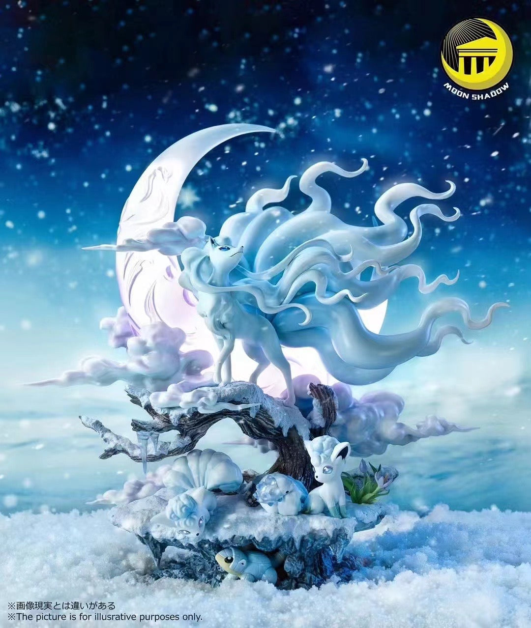 Moon Shadow Studio - Alolan Ninetales, Alolan Vulpix, Alolan Sandshrew & Snom Pokémon Figures - Perfect for Collectors, Gaming Battles & Anime Decor