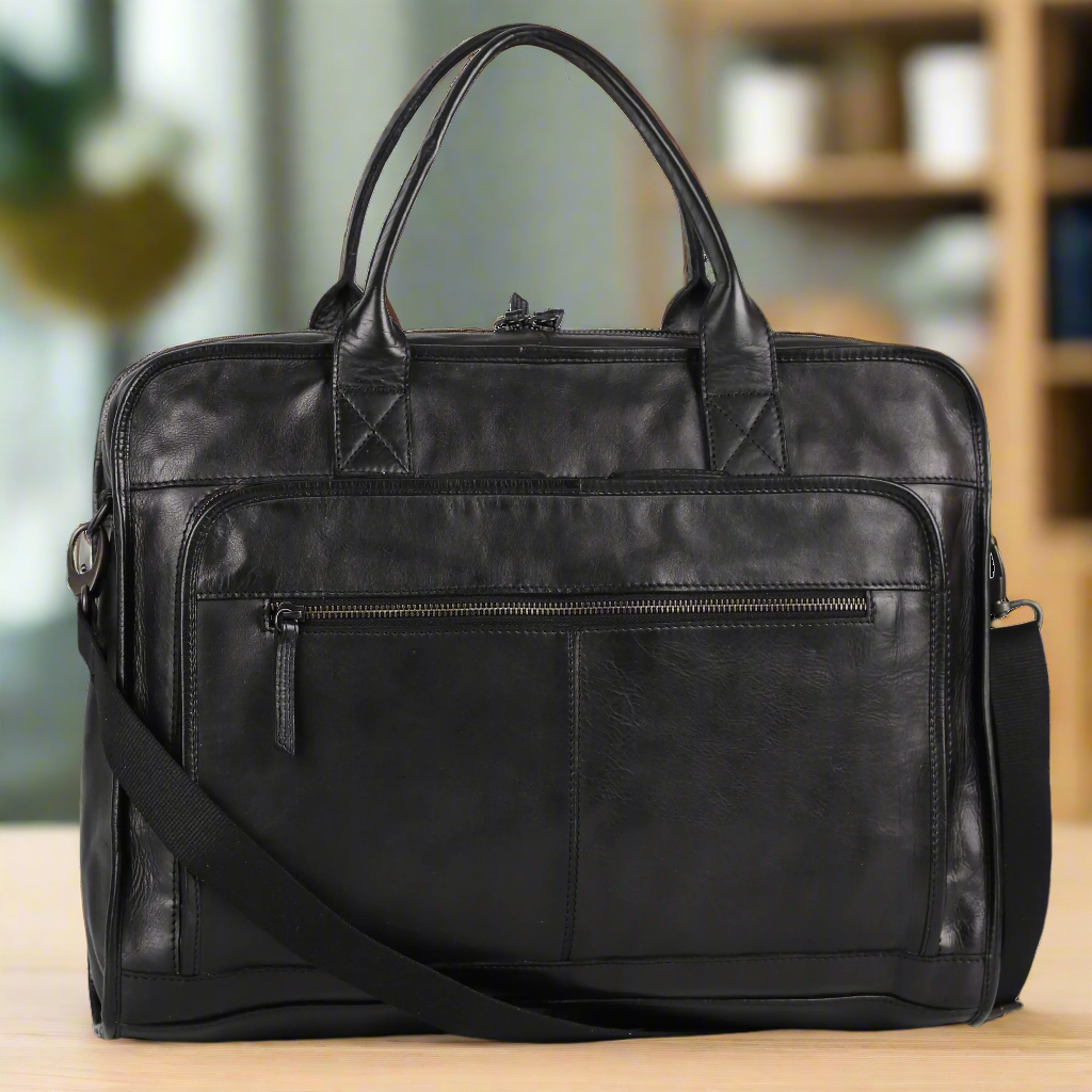 BOL Open Road Two Handle Messenger Laptop Leather Bag - Stylish & Durable Business Briefcase for Work, Travel & College - Perfect for Professionals & Students