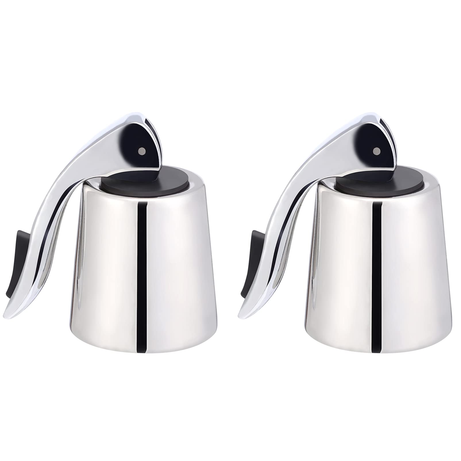 Hemoton 2-Pack Stainless Steel Wine Bottle Stoppers - Reusable Vacuum Seal Champagne & Beverage Bottle Plug - Perfect for Wine Preservation, Sparkling Drinks & Home Bar Accessories