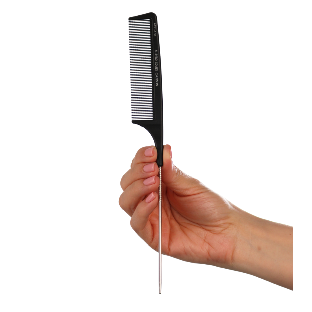 Allegro Carbon Fiber Hair Combs - Professional Heat Resistant & Anti Static Styling Comb for Hairdressers | Perfect for Sectioning, Teasing & Salon Styling