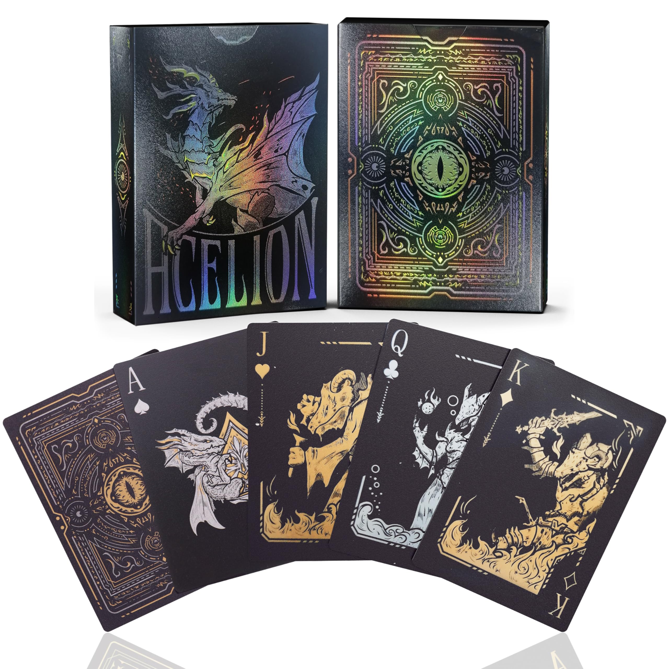 Premium WJPC Plastic Playing Cards - Waterproof, Easy Shuffle, Black Dragon Design | Durable Poker Cards for Casino Games, Magic Tricks & Party Entertainment | Ideal for Poker Nights, Cardistry & Travel