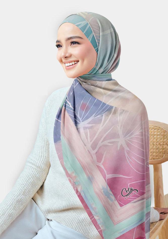 Elegant Sunda Printed Chiffon Hijab Scarf - Lightweight Muslim Headscarf for Women - Perfect for Daily Wear, Prayer, and Special Occasions