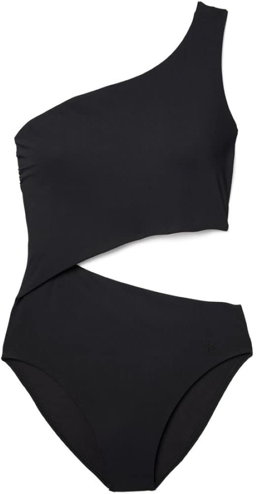 Tory Burch Women's Solid Color Cut Out One Piece Swimsuit | Stylish Monokini for Beach & Pool | Perfect for Vacation & Summer Swimwear
