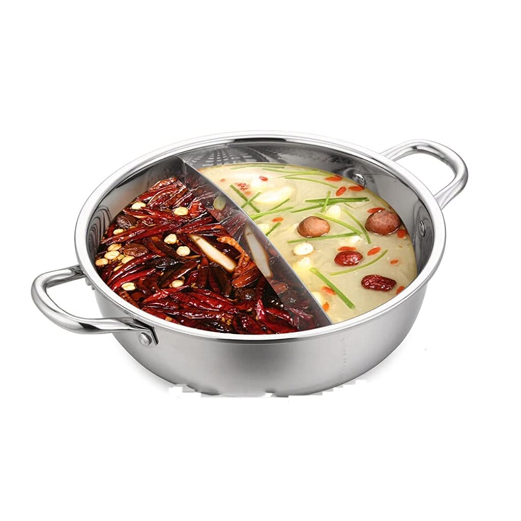 CCBUY 32cm Divided Stainless Steel Hot Pot - Induction Compatible Soup & Stock Cookware Set for Home Kitchen | Perfect for Shabu Shabu, Korean Army Stew & Family Meals