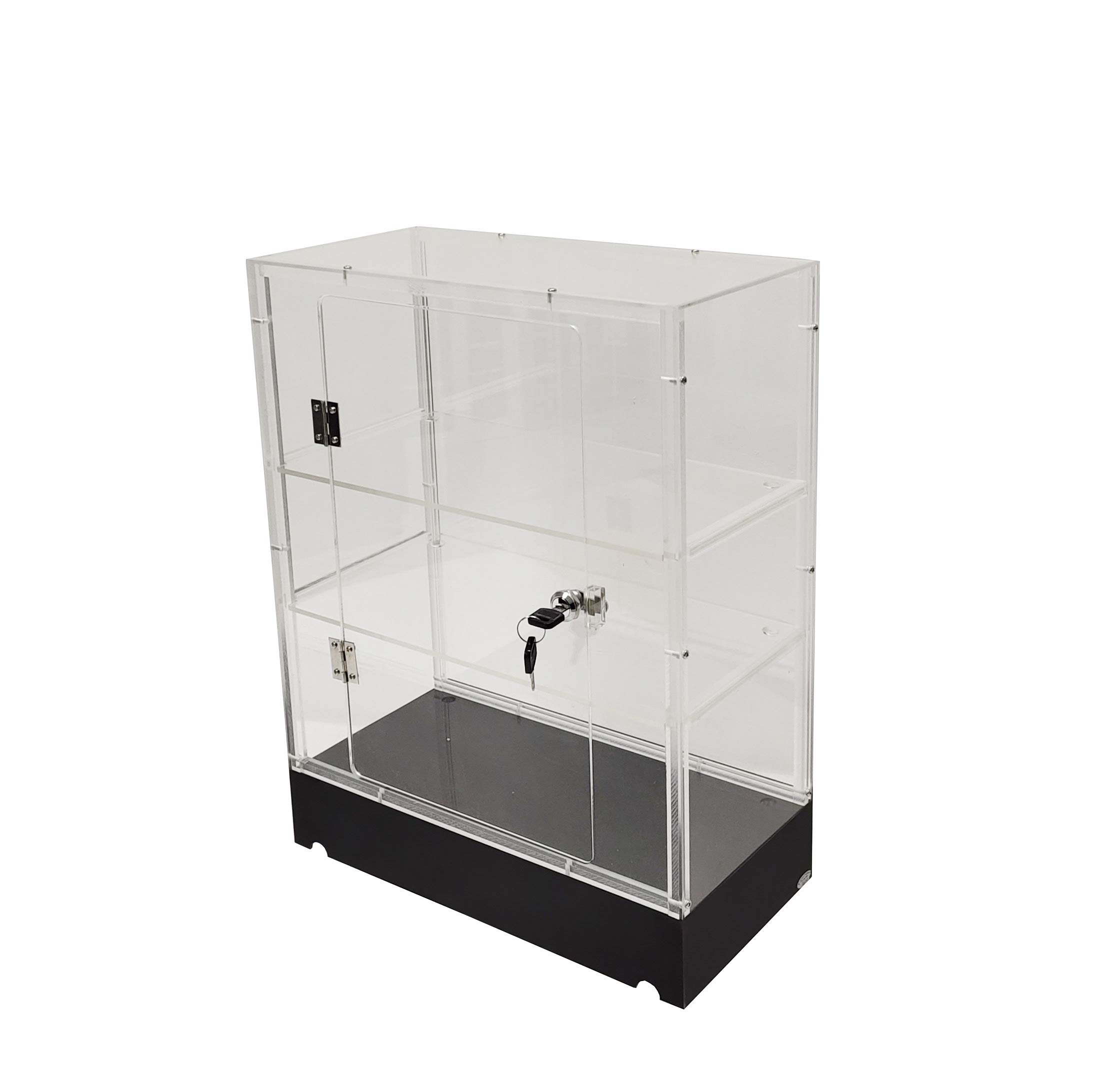 FixtureDisplays® Clear Acrylic Display Case with Removable Shelf & Lock - Universal Plexiglass Showcase for Collectibles, Jewelry & Retail Displays (Model 14604-NPF) - Perfect for Store Counters, Home Decor & Secure Valuables Storage